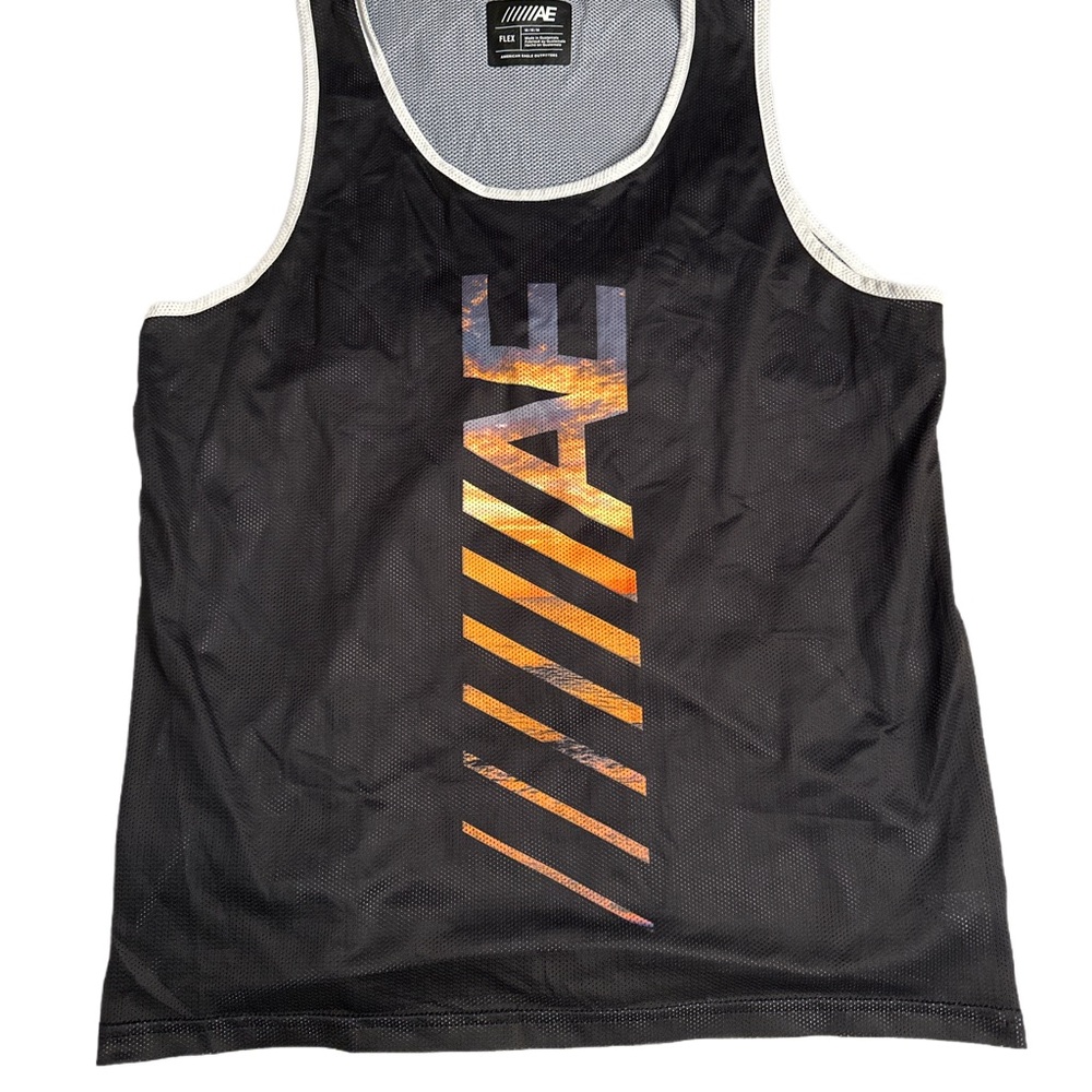 American Eagle Black Graphic Tank Top